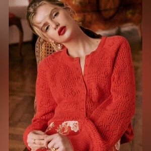 Sézane Red Capucine Cardigan - Excellent Condition